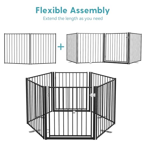 No Pawblems 30-Inch Freestanding Dog Gate with Door