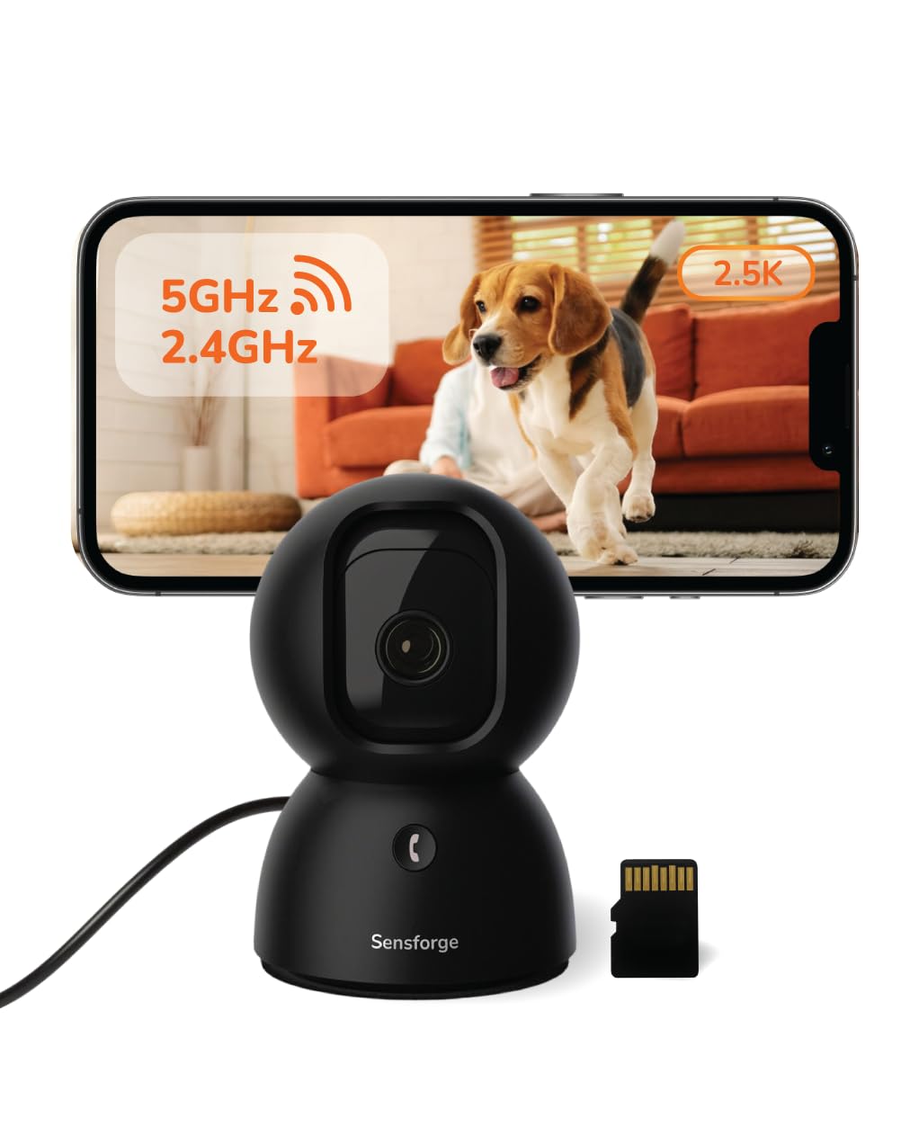 SensForge 2.5K Pan-Tilt Pet Camera with AI Detection