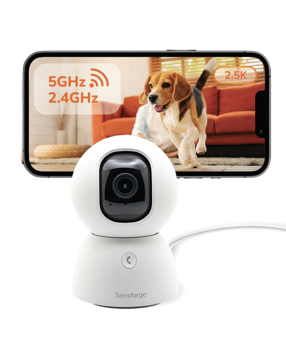 SensForge 2.5K Pan-Tilt Security Camera, 360° Dual-Band WiFi Camera for Home, Free AI Human & Pet Detection
