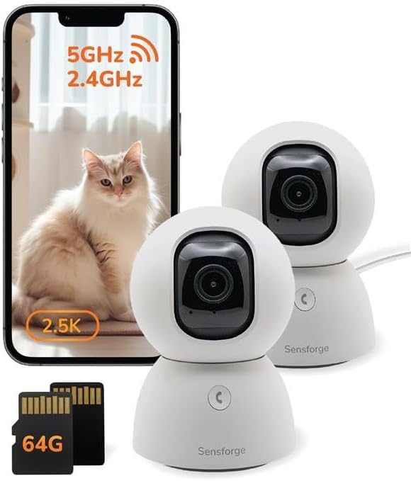 SensForge 2.5K Pan-Tilt Pet Camera with AI Detection