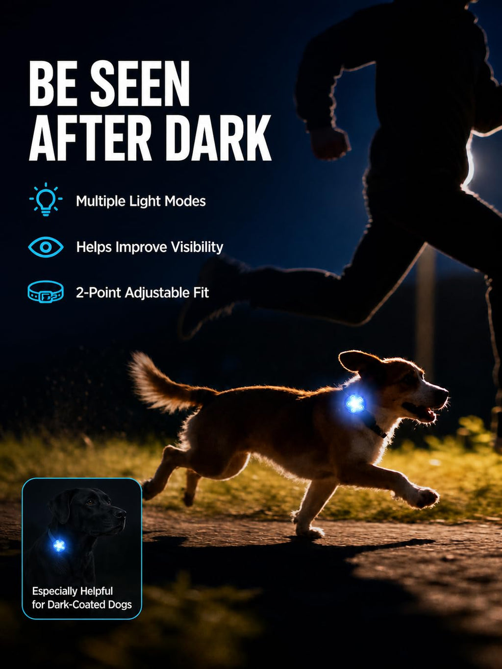 Fyorbietail Rechargeable 8-Mode LED Dog Collar Light