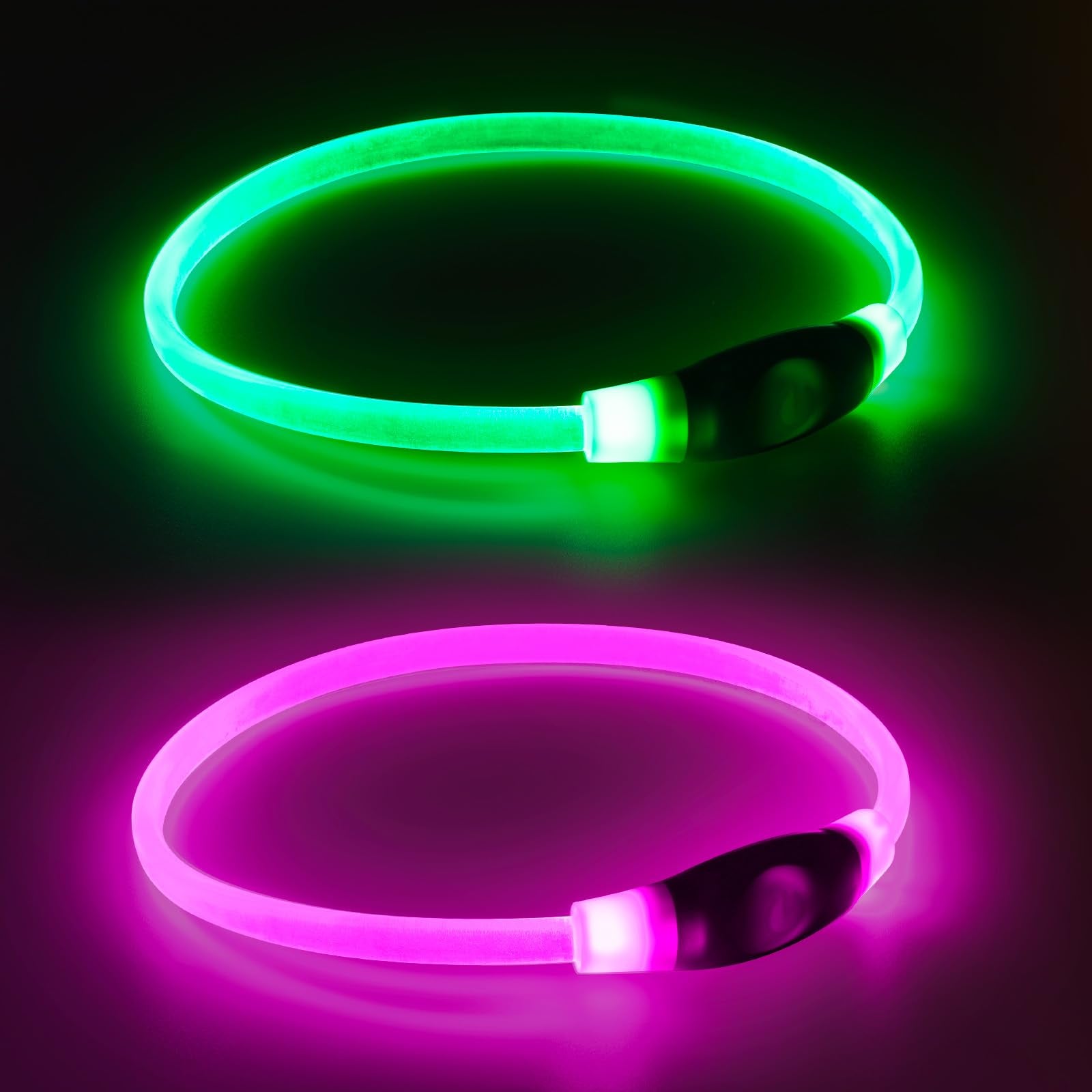 2-Pack High-Visibility LED Safety Collars for Dogs