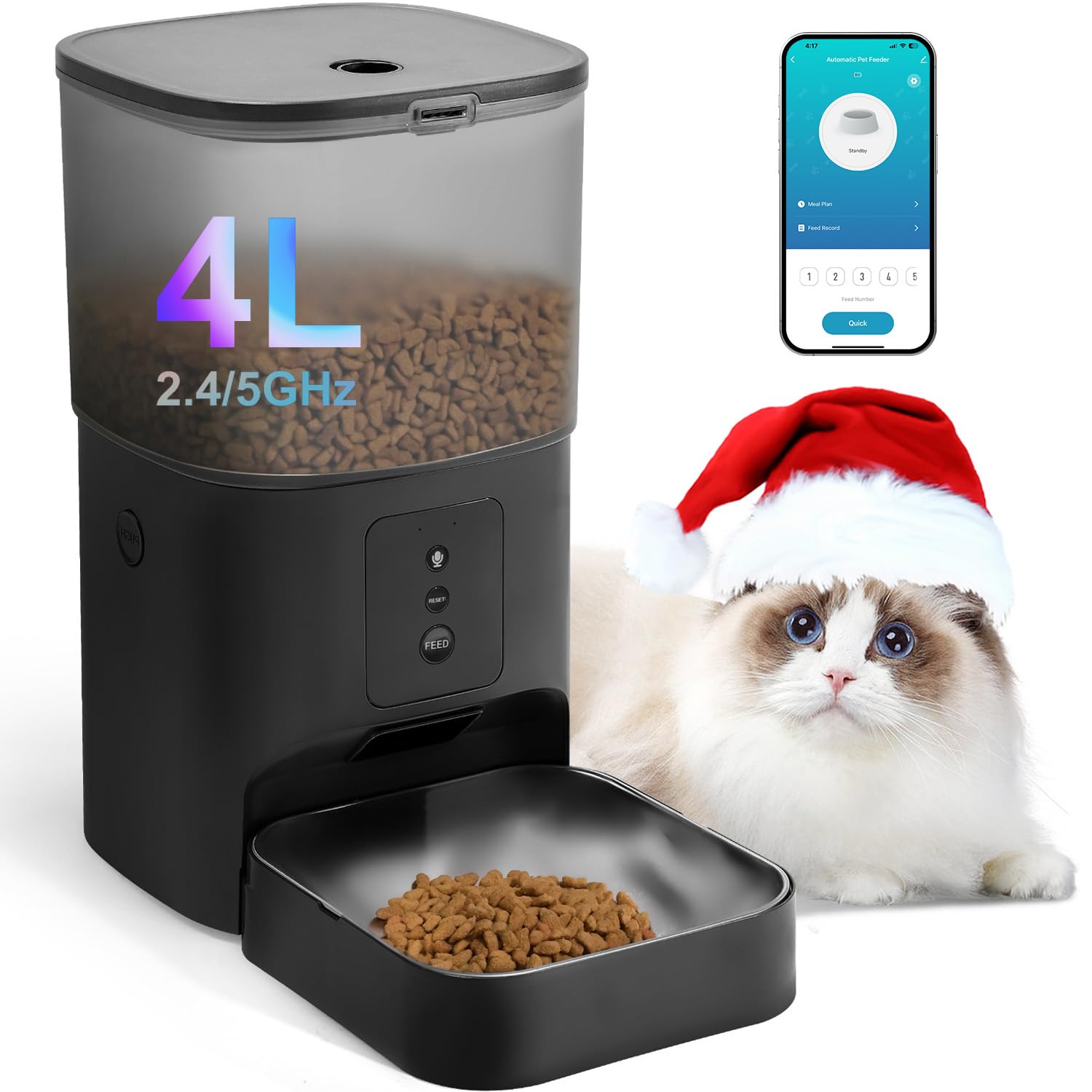 Automatic Cat Feeder with Voice Recorder and 8-Meal Timer