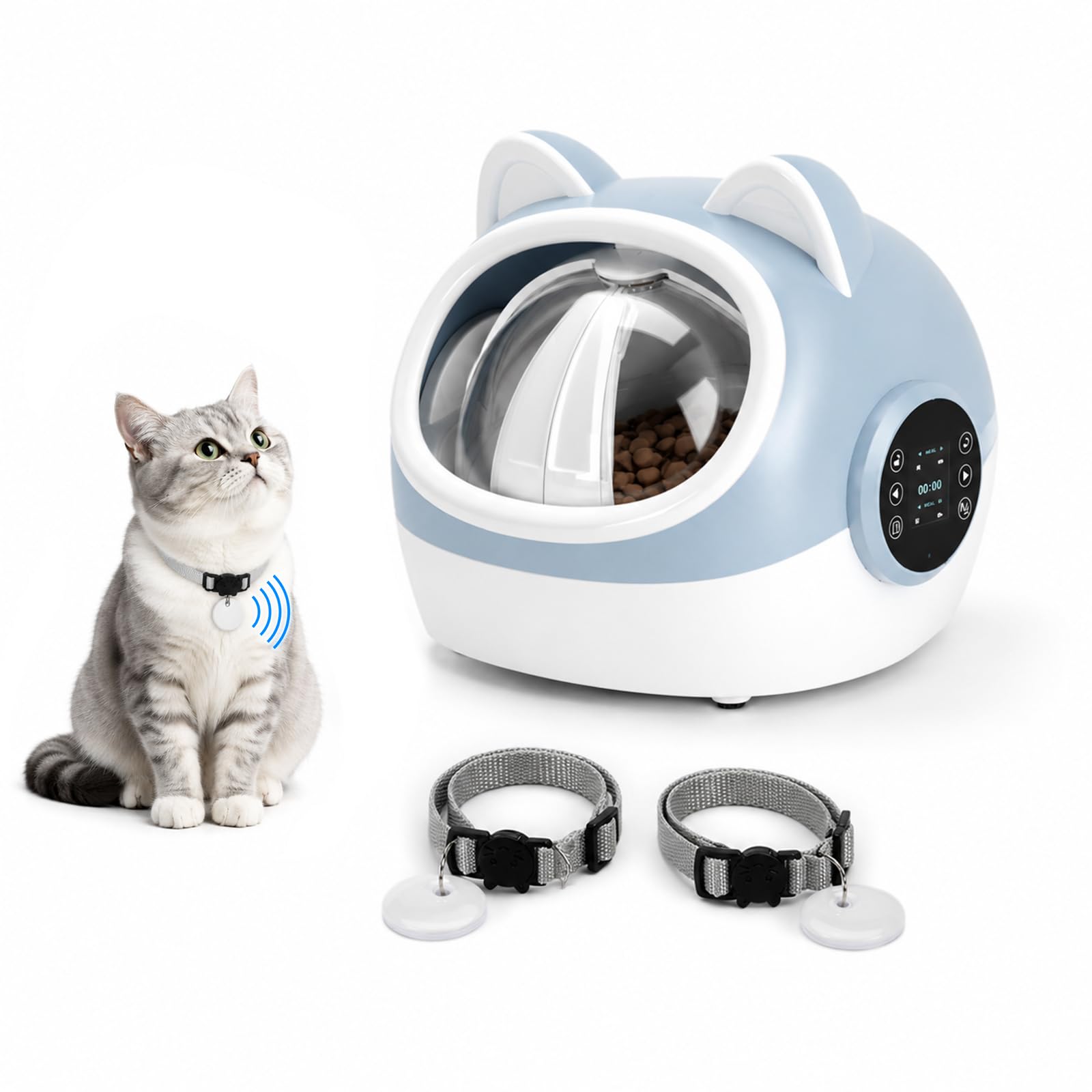 RFID Smart Pet Feeder with Dual Collar Tags and Timer