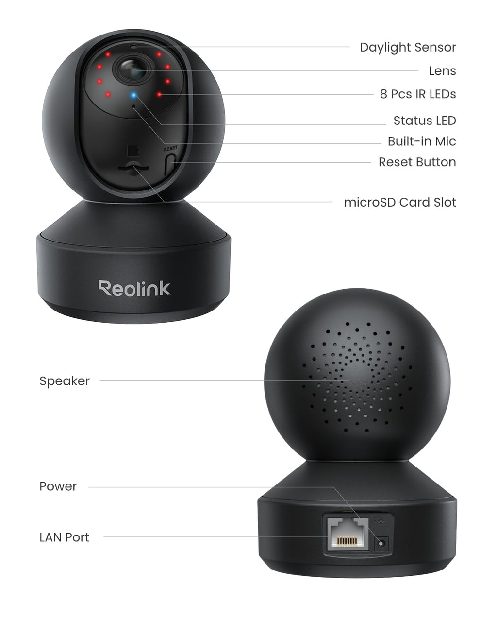 REOLINK Indoor Security Camera Support 2.4/5 GHz Wi-Fi, E1 Pro 4MP HD Plug-in Pet Camera, 360 Degree Baby/Pet Monitor with Auto Tracking, Person/Pet Detection, Night Vision, 2-way Audio, Local Storage