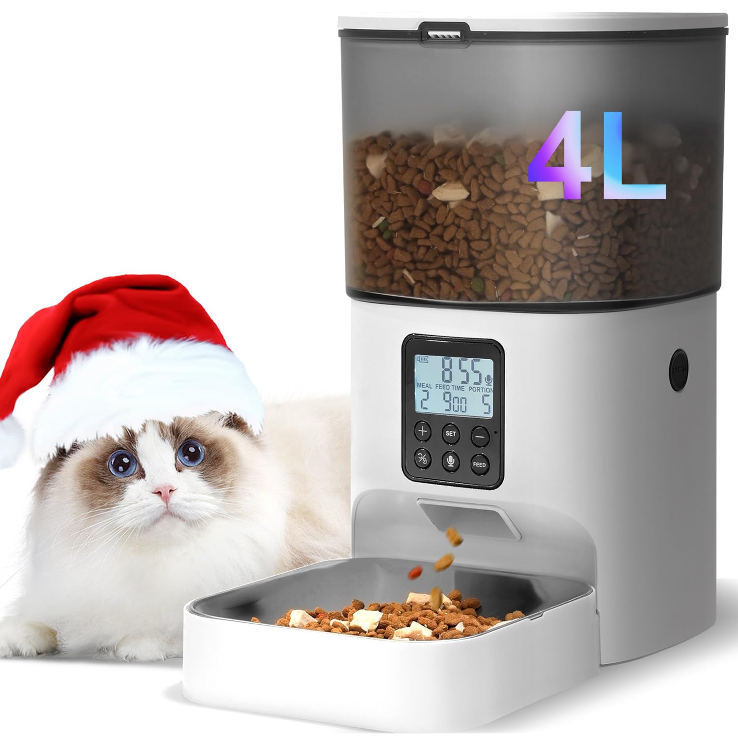 Automatic Cat Feeder with Voice Recorder and 8-Meal Timer