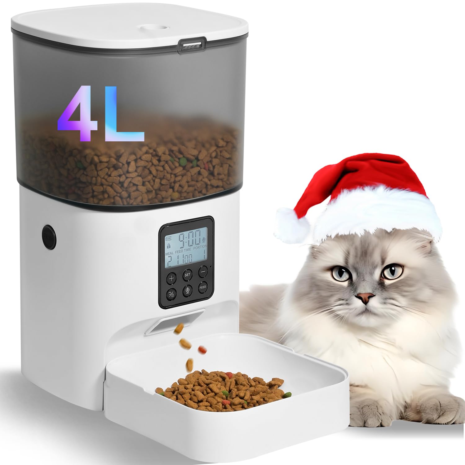 Automatic Cat Feeder with Voice Recorder and 8-Meal Timer