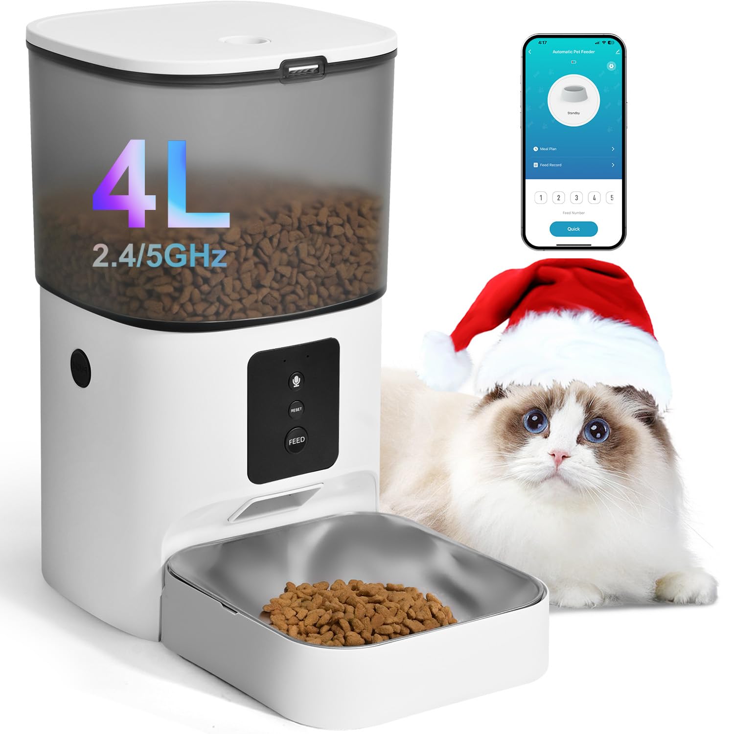 Automatic Cat Feeder with Voice Recorder and 8-Meal Timer