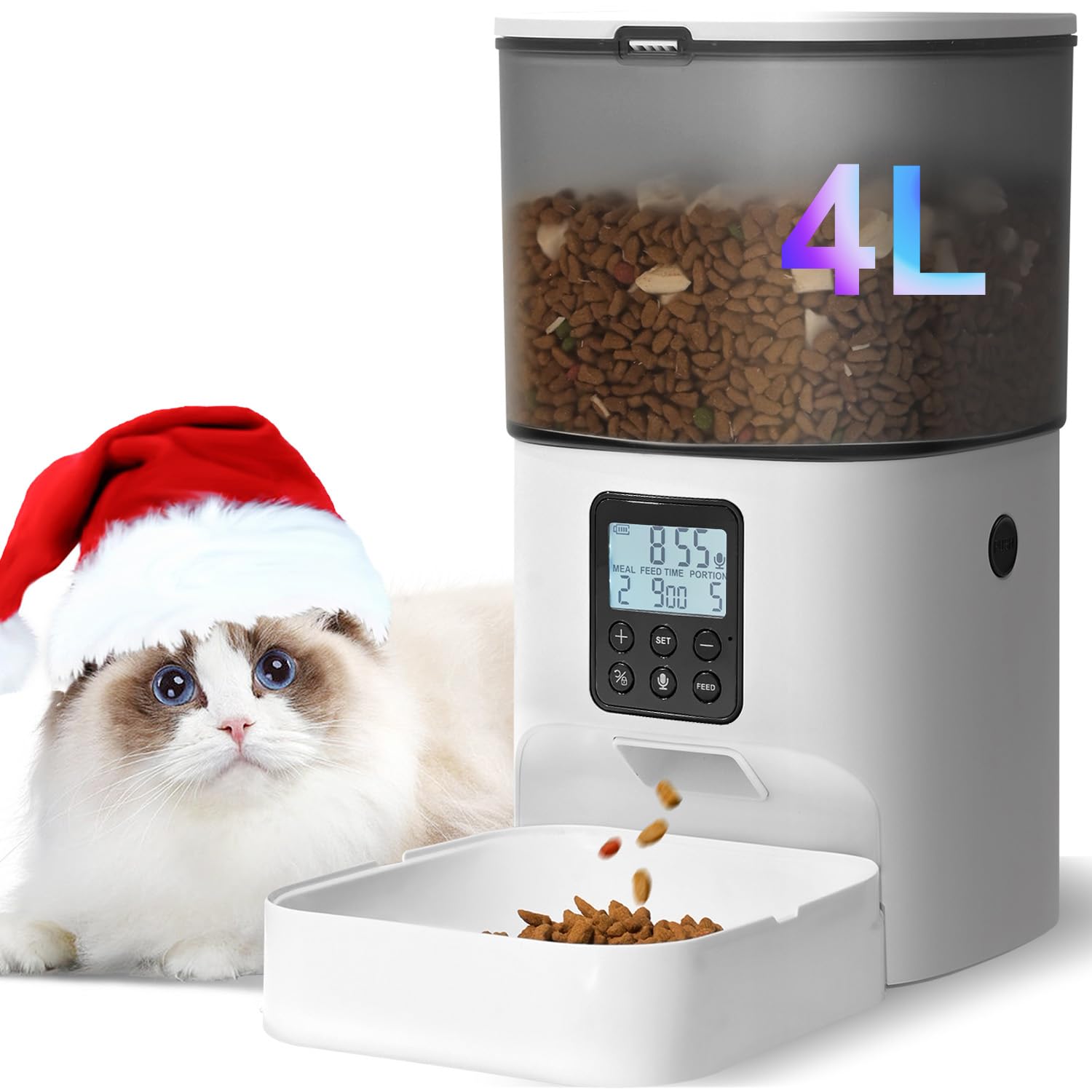 Automatic Cat Feeder with Voice Recorder and 8-Meal Timer