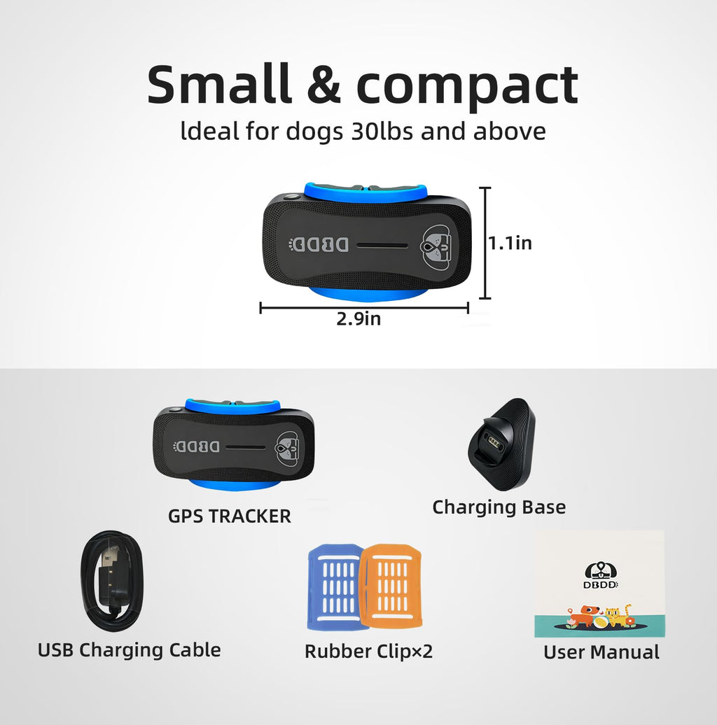 DBDD AI GPS Tracker for Dogs, Real-Time Location, Electronic Fence, Health Monitoring, Waterproof, for Medium Large Dogs, iOS Android
