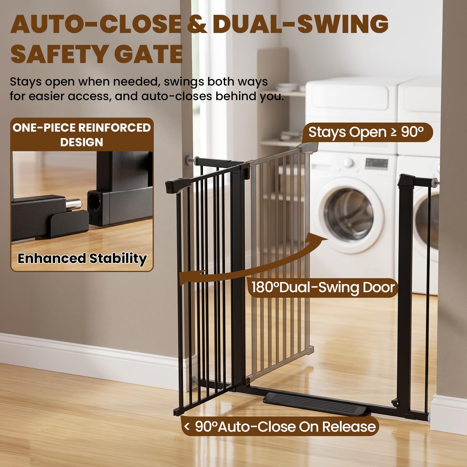 Mumeasy 36-Inch Extra-Tall Pet Safety Gate for Doorways