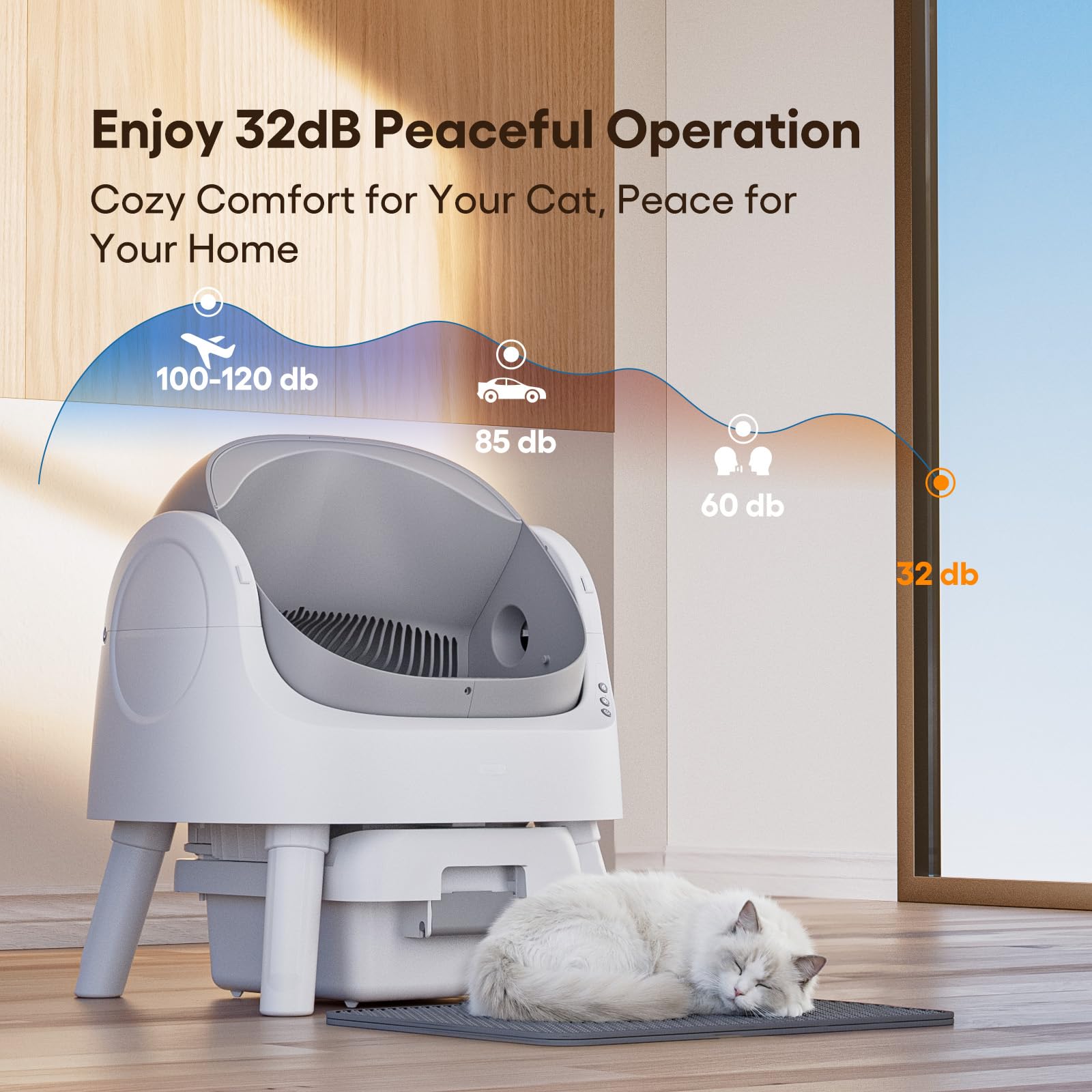 Open-Top Automatic Self-Cleaning Litter Box for Cats