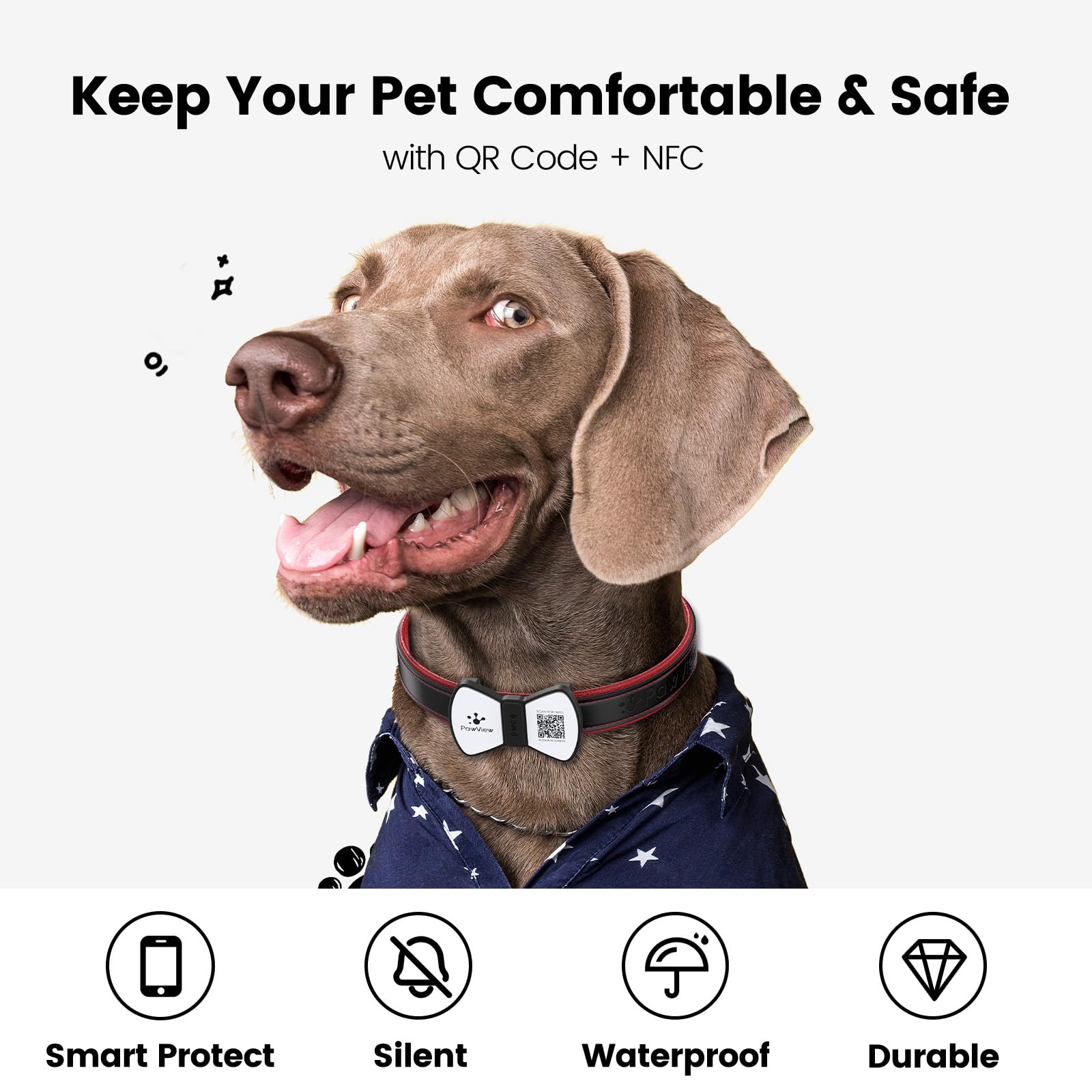 PawView Personalized Silicone Bow Tie Dog ID Tag