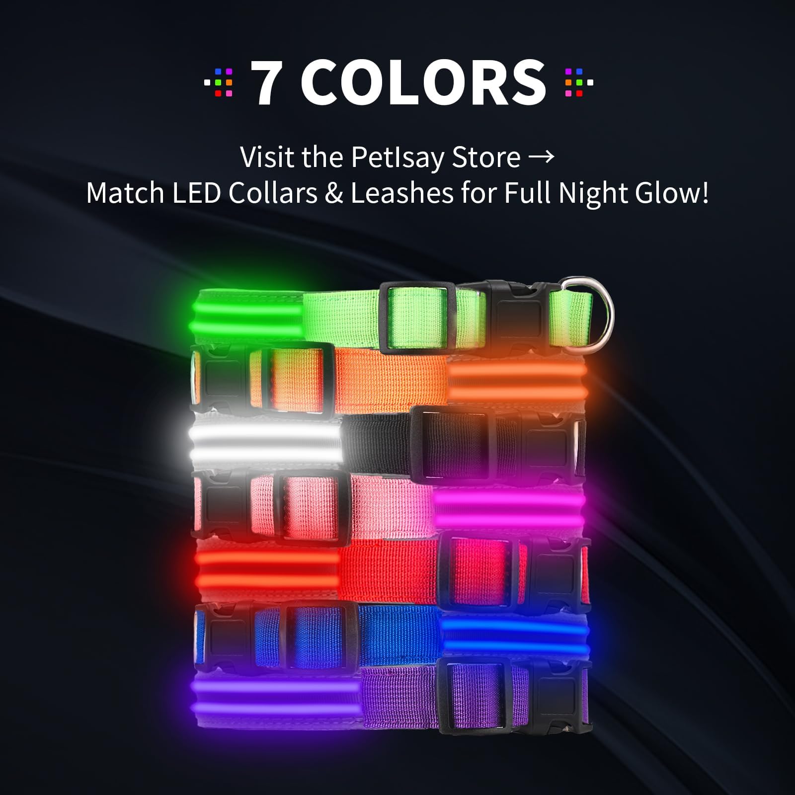 PetIsay Rechargeable Reflective LED Dog Collar