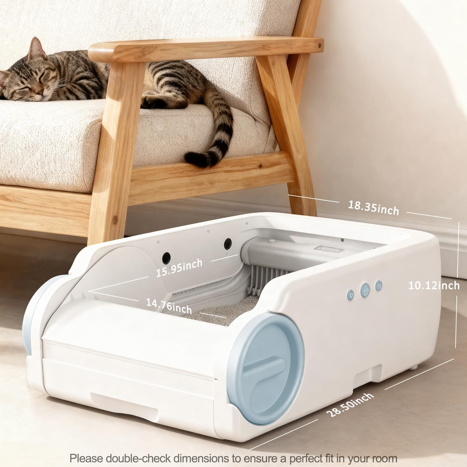 Open-Top Self-Cleaning Cat Litter Box with Odor Control