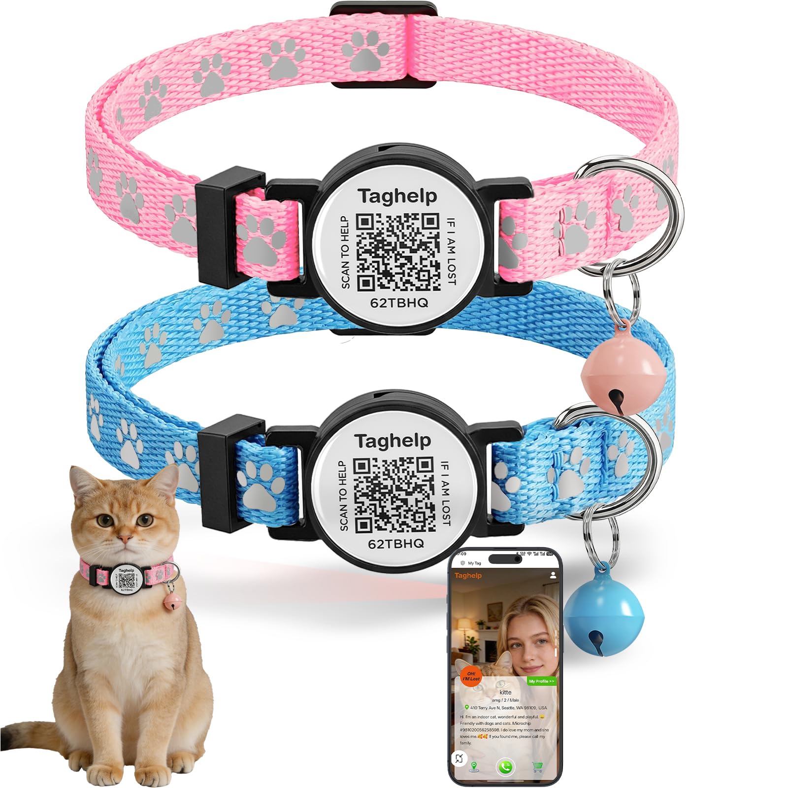 2-Pack Adjustable Cat Collars for Everyday Wear