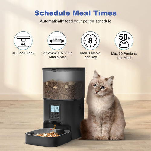 Automatic Cat Feeder with Voice Recorder and 8-Meal Timer