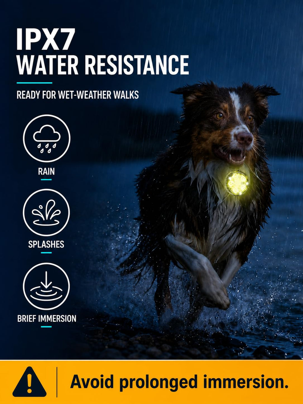 Fyorbietail Rechargeable 8-Mode LED Dog Collar Light