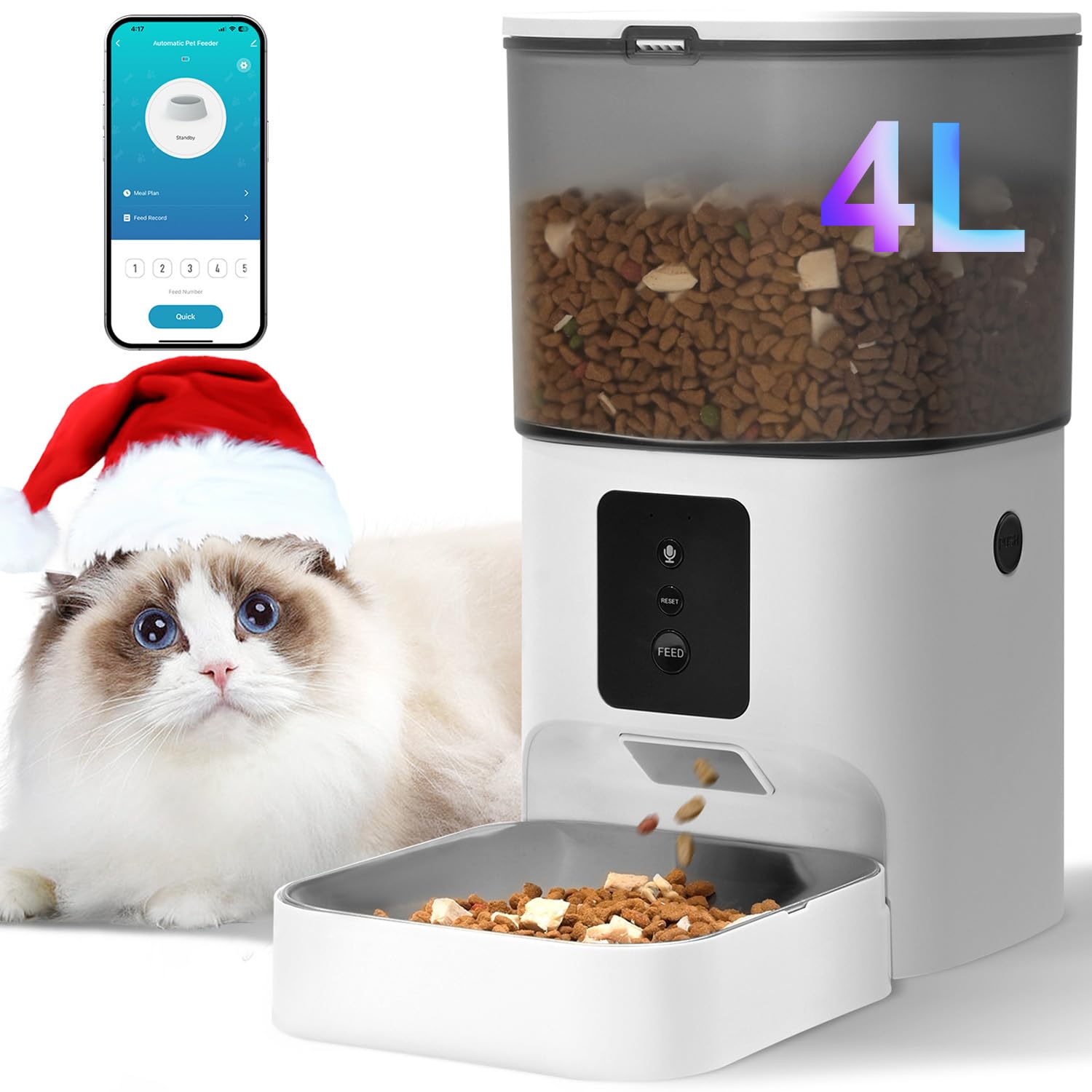 Automatic Cat Feeder with Voice Recorder and 8-Meal Timer