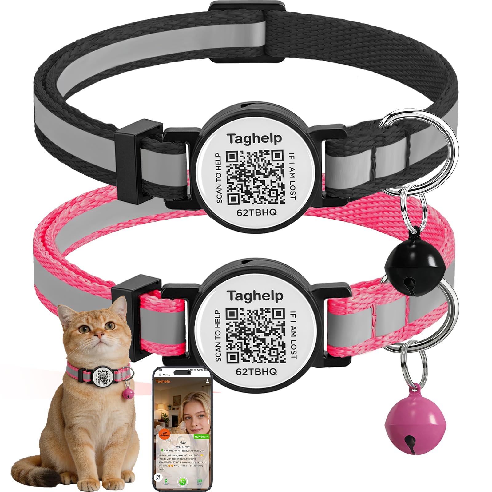 2-Pack Adjustable Cat Collars for Everyday Wear