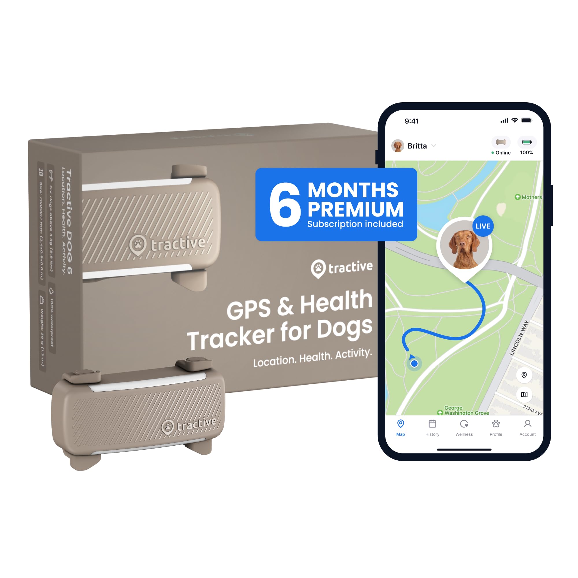Tractive Smart GPS Dog Tracker with Vital Signs Monitoring