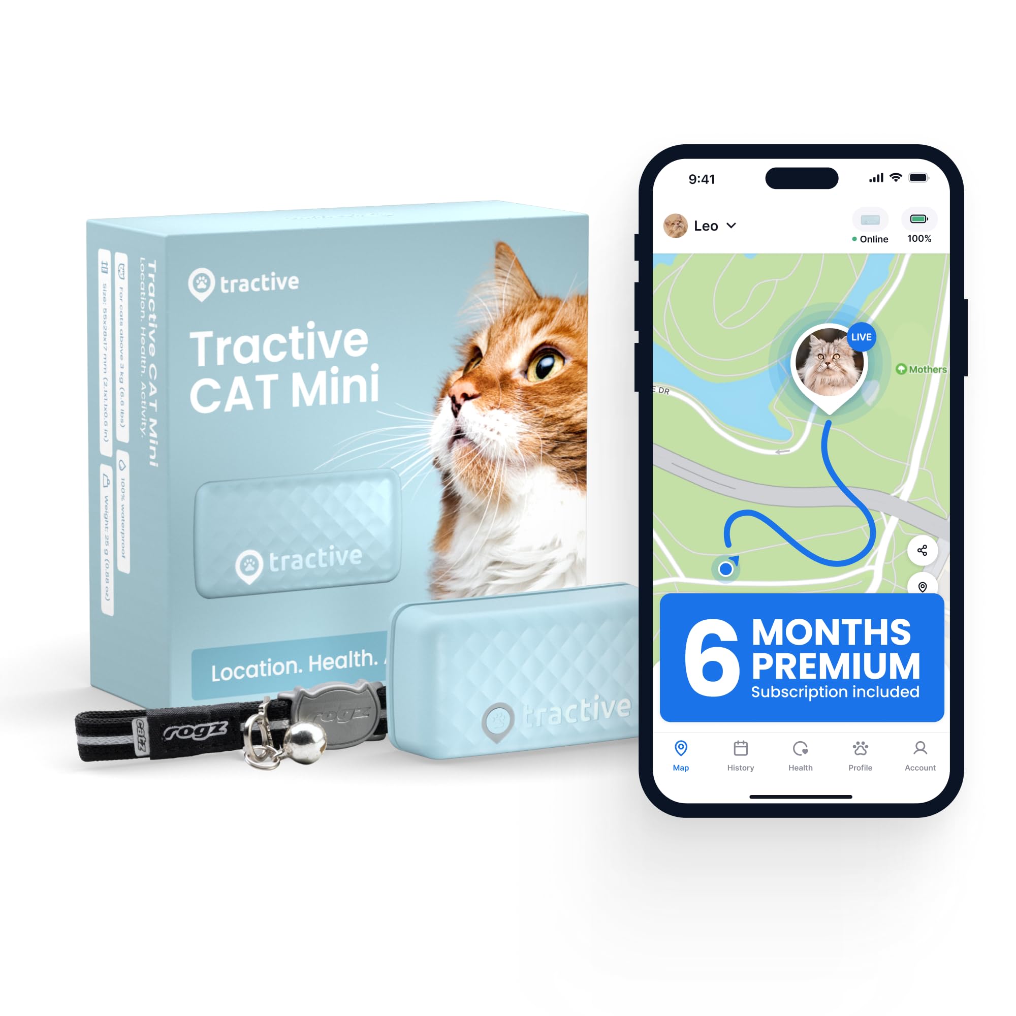 Tractive Smart GPS Cat Tracker with Wellness Monitoring