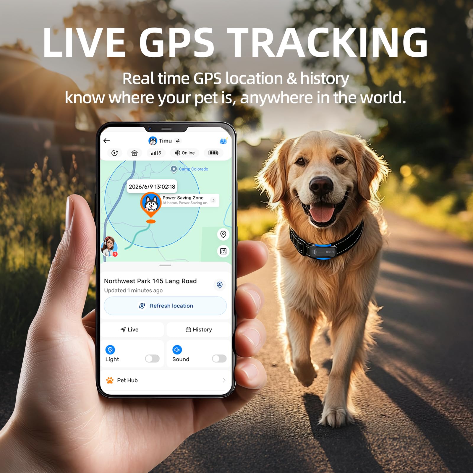 DBDD AI GPS Tracker for Dogs, Real-Time Location, Electronic Fence, Health Monitoring, Waterproof, for Medium Large Dogs, iOS Android