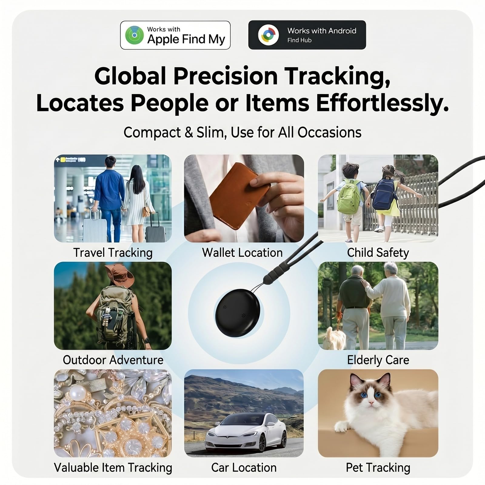 2026 Upgraded Pet GPS Tracker, 2 Pack, for Dogs, Cats & Small Animals, No Monthly Fee, IPX6 Waterproof, Works with Apple Find My & Google Find Hub, 365-Day Battery Life, Compatible with iOS & Android