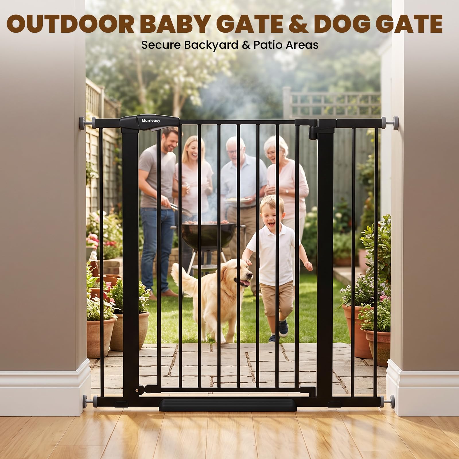 Mumeasy 36-Inch Extra-Tall Pet Safety Gate for Doorways