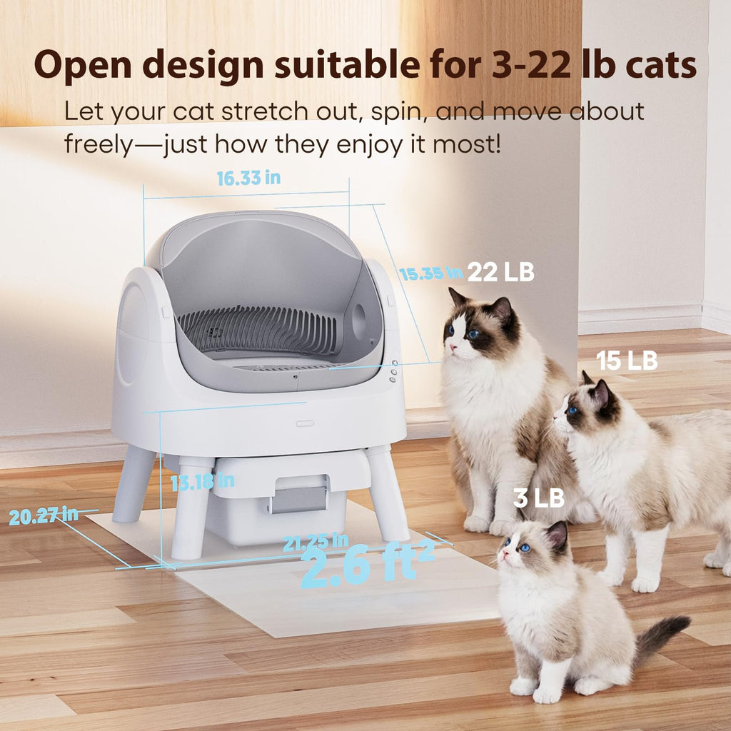 Open-Top Automatic Self-Cleaning Litter Box for Cats