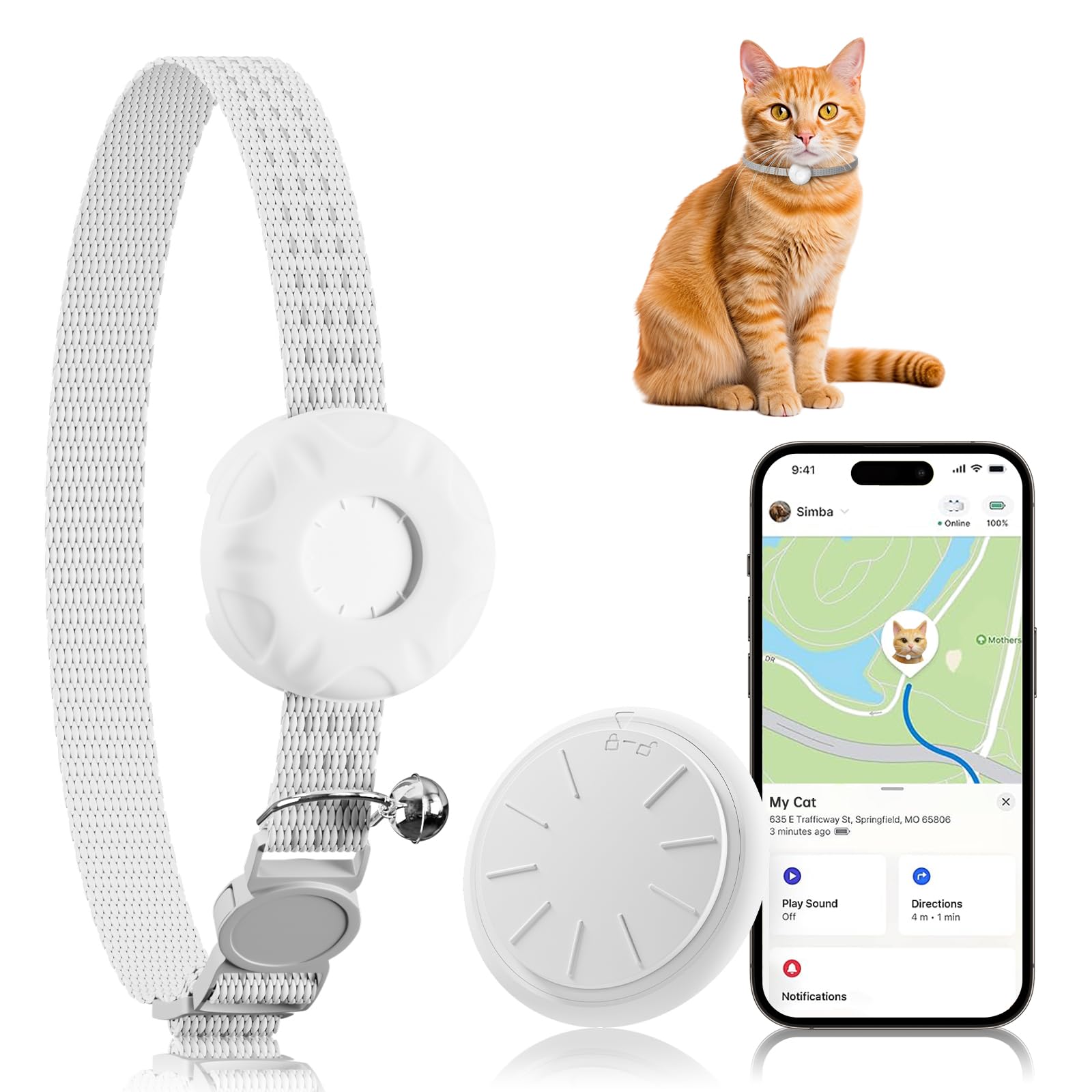 Cat Tracker with Cat Tracker Collar, Mini GPS Tracker