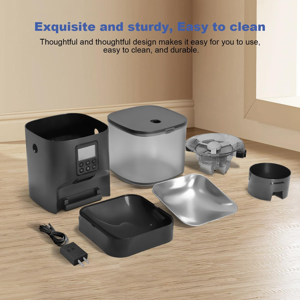 Automatic Cat Feeder, Cat Food Dispenser with 10s Voice Recorder, Pet Feeder up to 8 Meals per Day, Timed Feeder with Dry Food Sealed Ring
