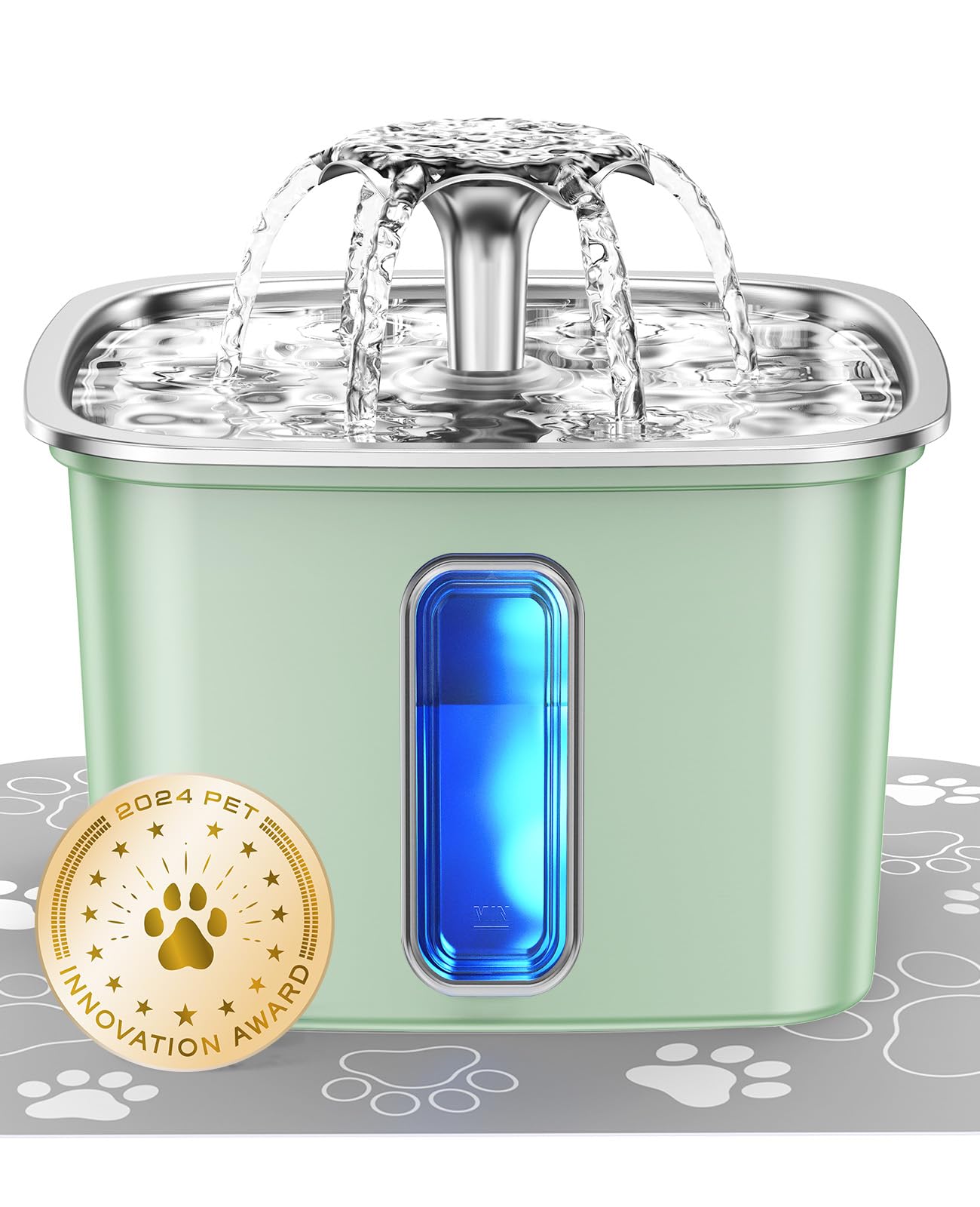 Veken Award-Winning Stainless Steel Cat Water Fountain
