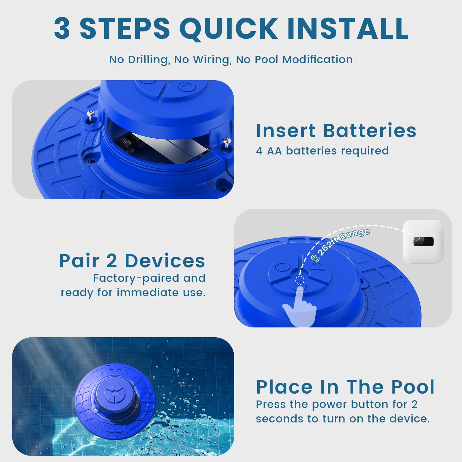 110dB IP68 Floating Pool Safety Alarm for Pets