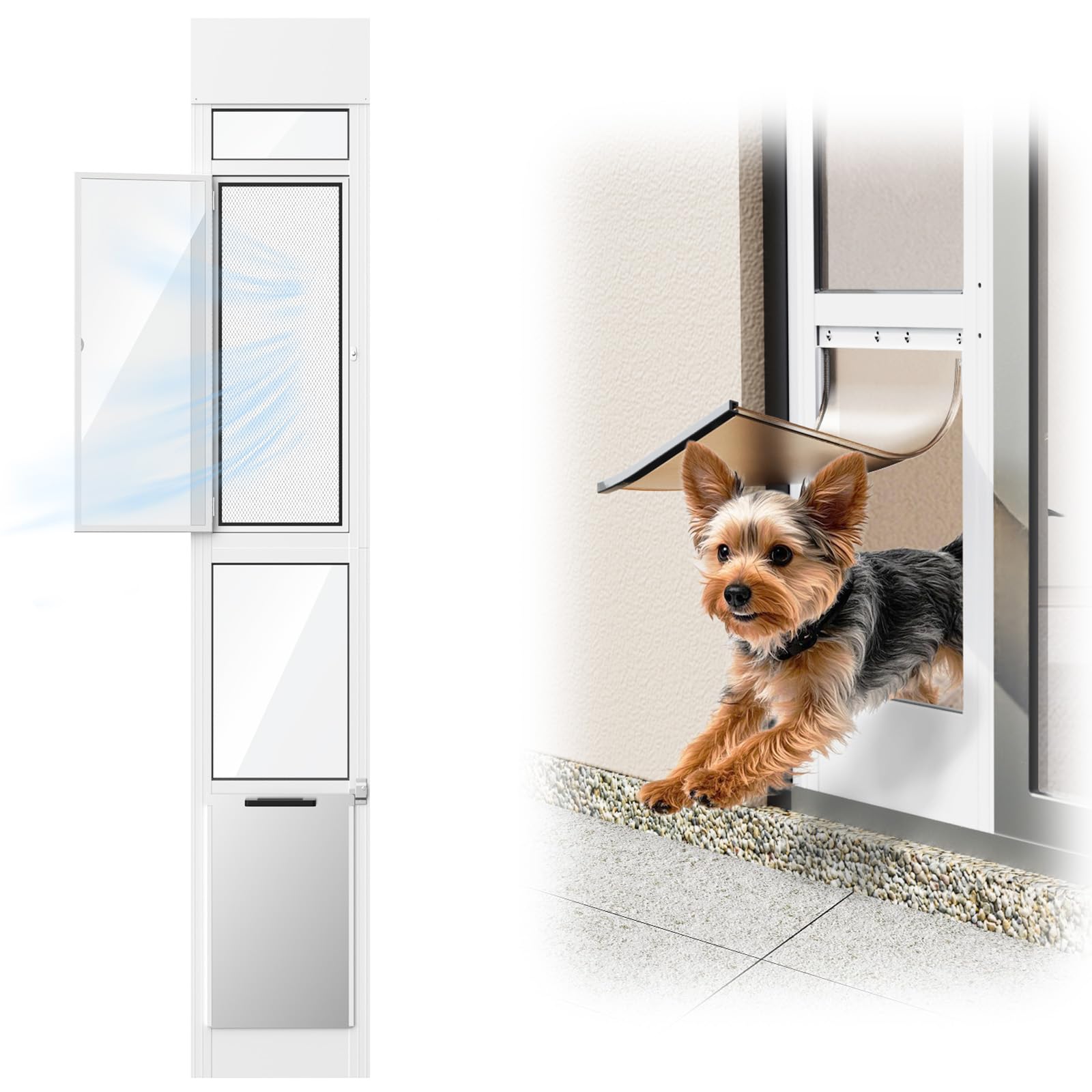 Adjustable Sliding Glass Door Insert with Dog Door