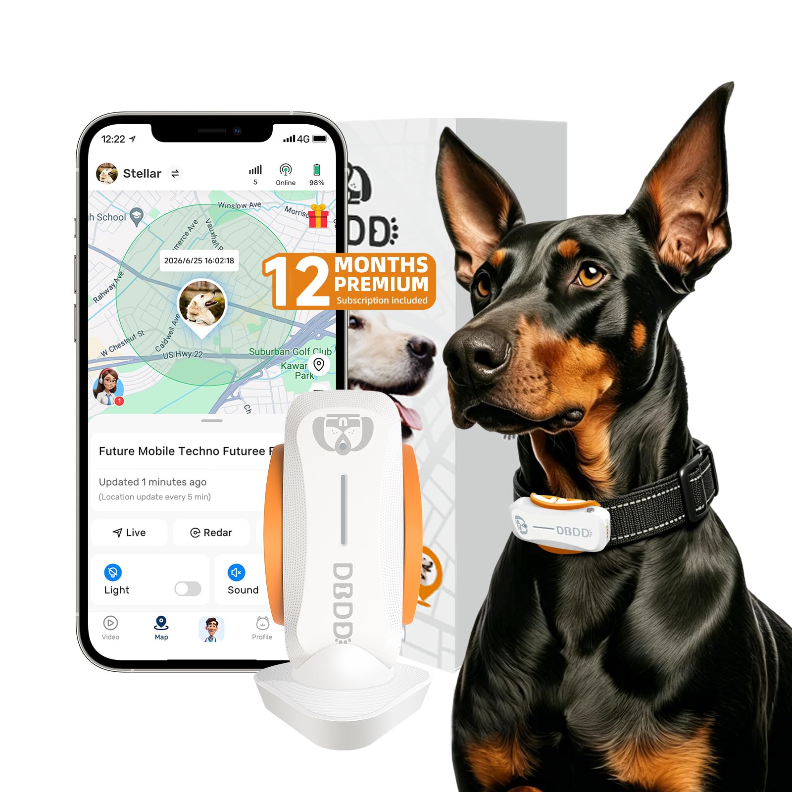 DBDD AI GPS Dog Tracker with Health and Fence Monitoring