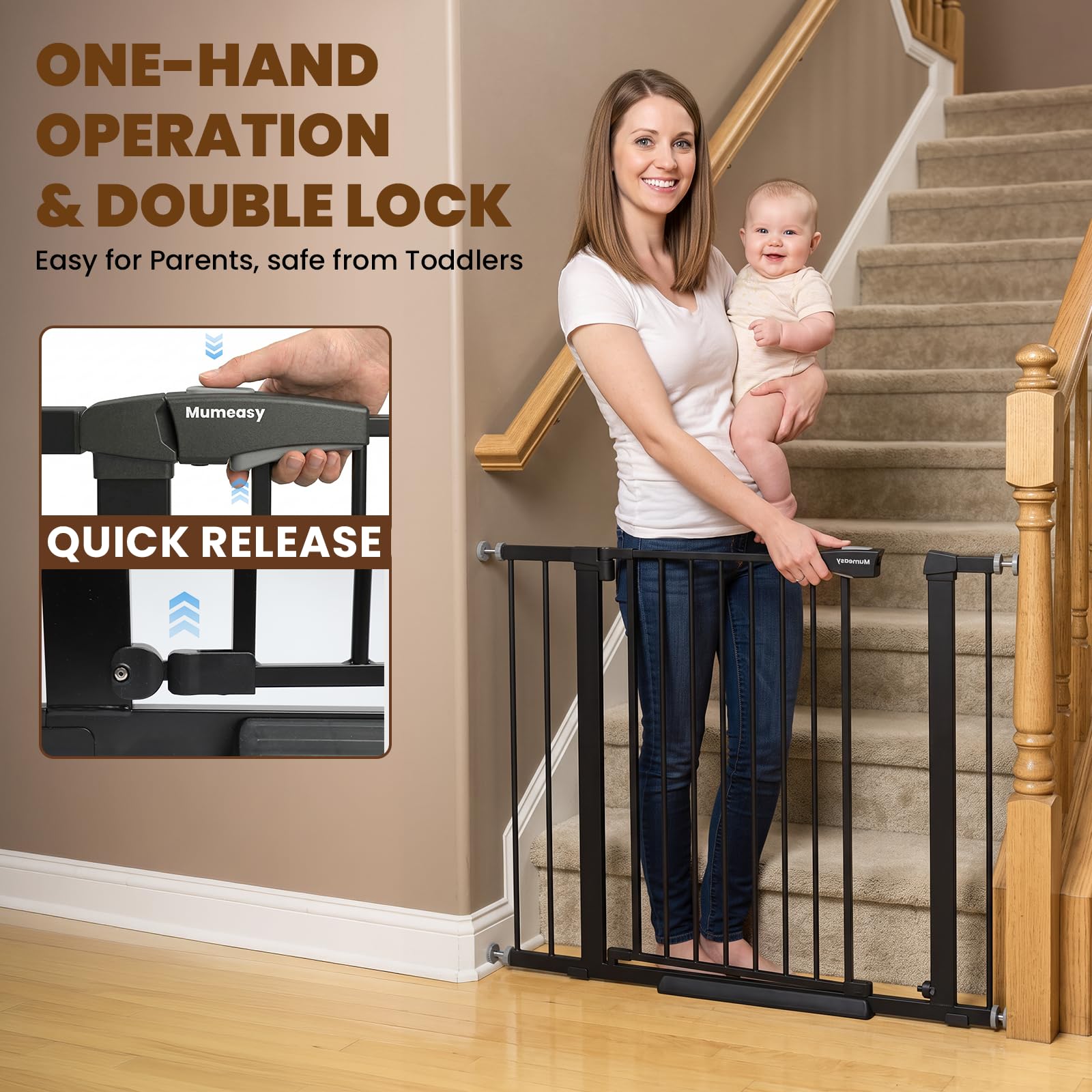 Mumeasy 36-Inch Extra-Tall Pet Safety Gate for Doorways
