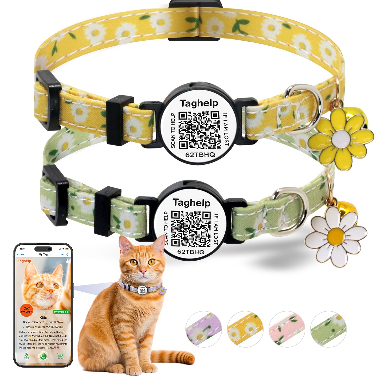 2-Pack Adjustable Cat Collars for Everyday Wear