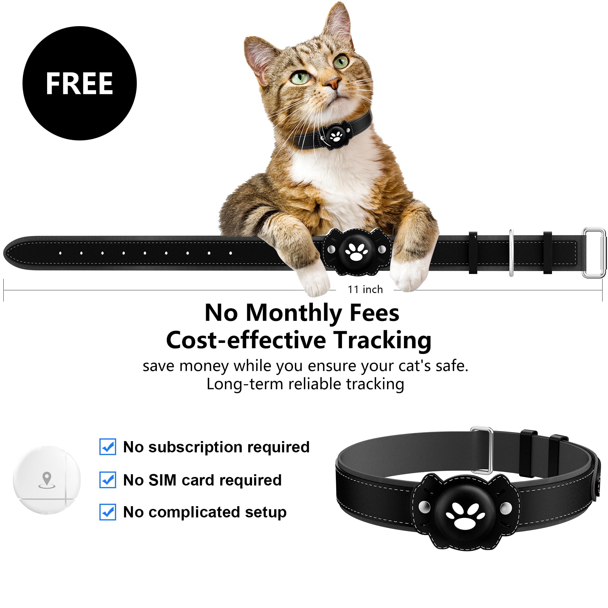 BONSO 2-in-1 GPS Tracker for Cats: Smart Pet Collar with Real-Time Tracking,No Monthly Fee/Subscription (iOS & Android) Waterproof, Anti-Lost,365-Day Long Battery Life GPS Tracker Cat Collar