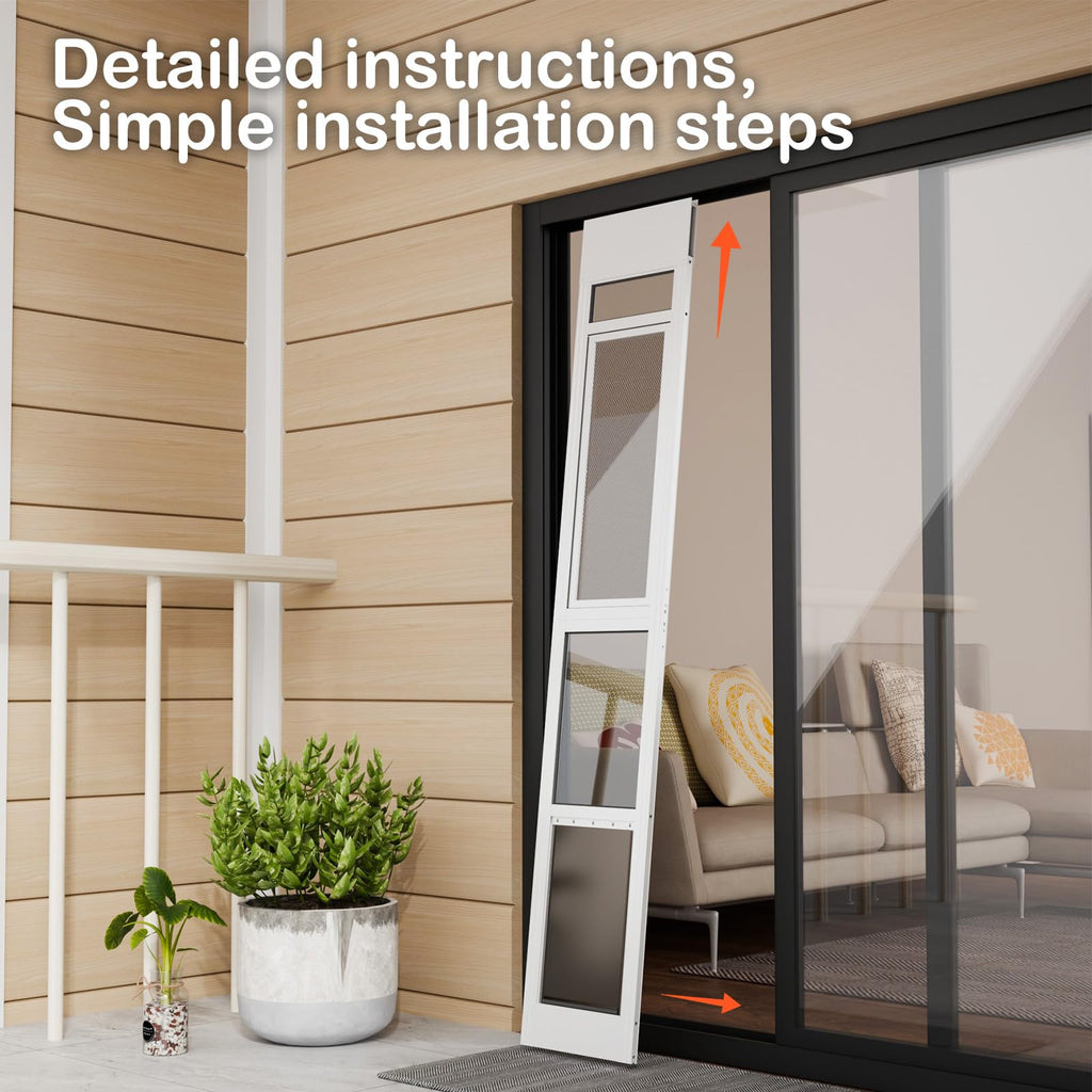Adjustable Sliding Glass Door Insert with Dog Door