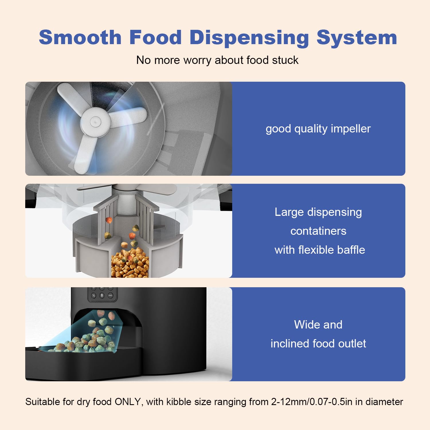 Automatic Cat Feeder, Cat Food Dispenser with 10s Voice Recorder, Pet Feeder up to 8 Meals per Day, Timed Feeder with Dry Food Sealed Ring