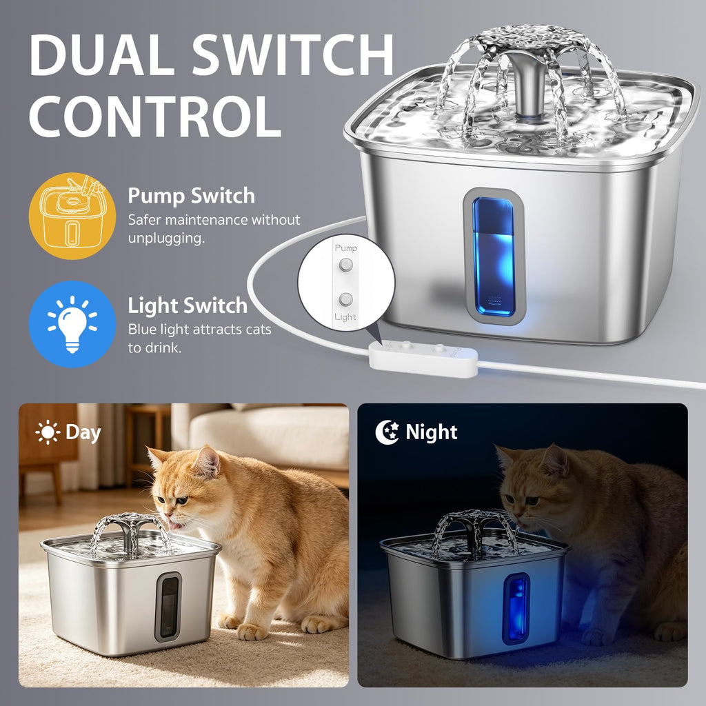 Veken Innovation Award Winner Stainless Steel Cat Water Fountain