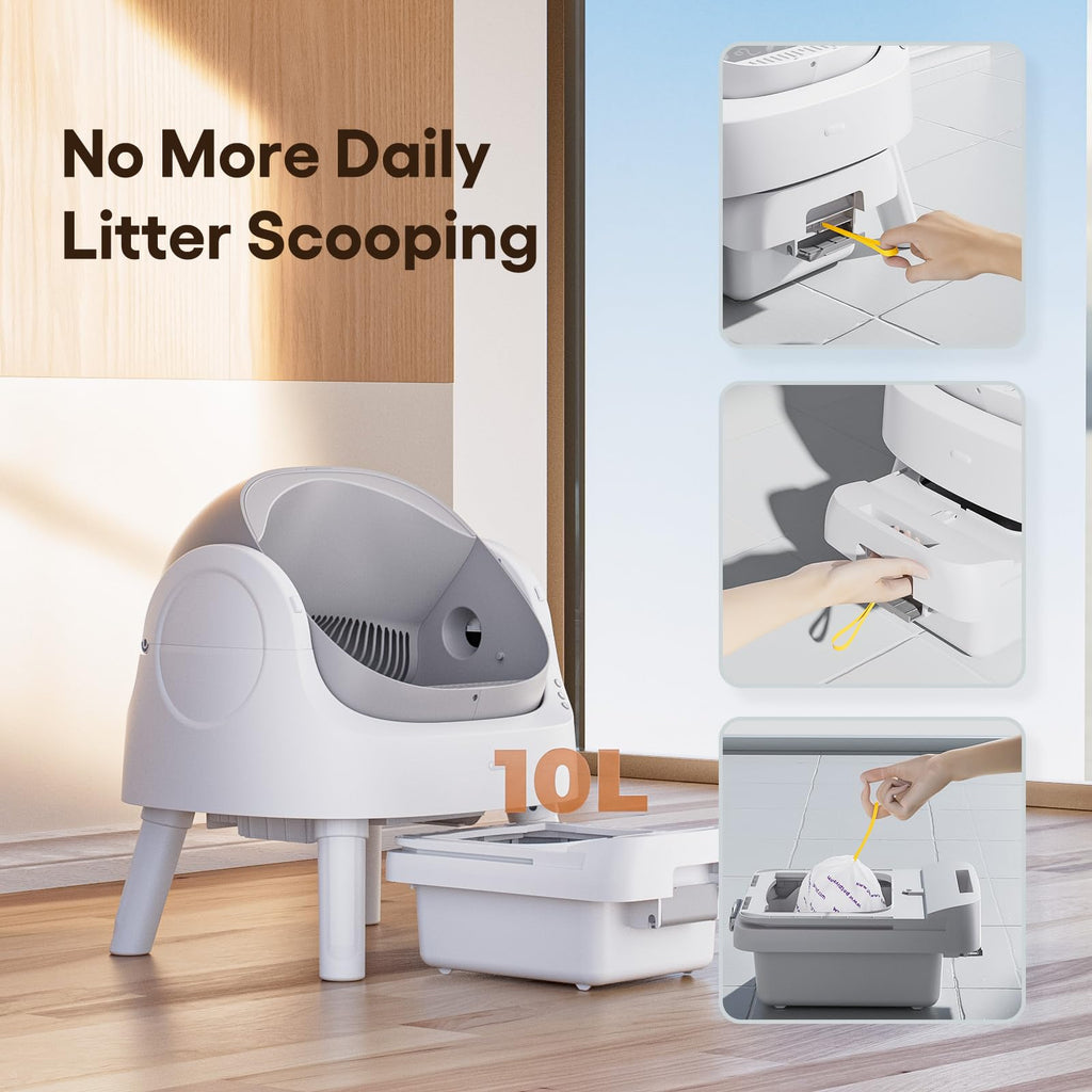 Open-Top Automatic Self-Cleaning Litter Box for Cats