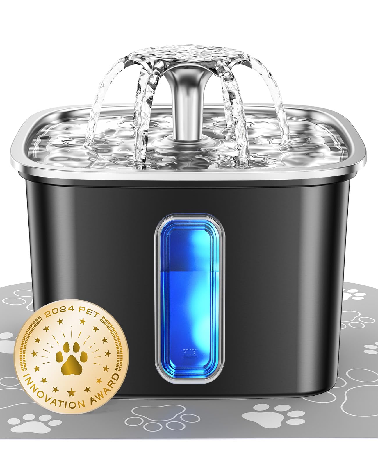 Veken Award-Winning Stainless Steel Cat Water Fountain