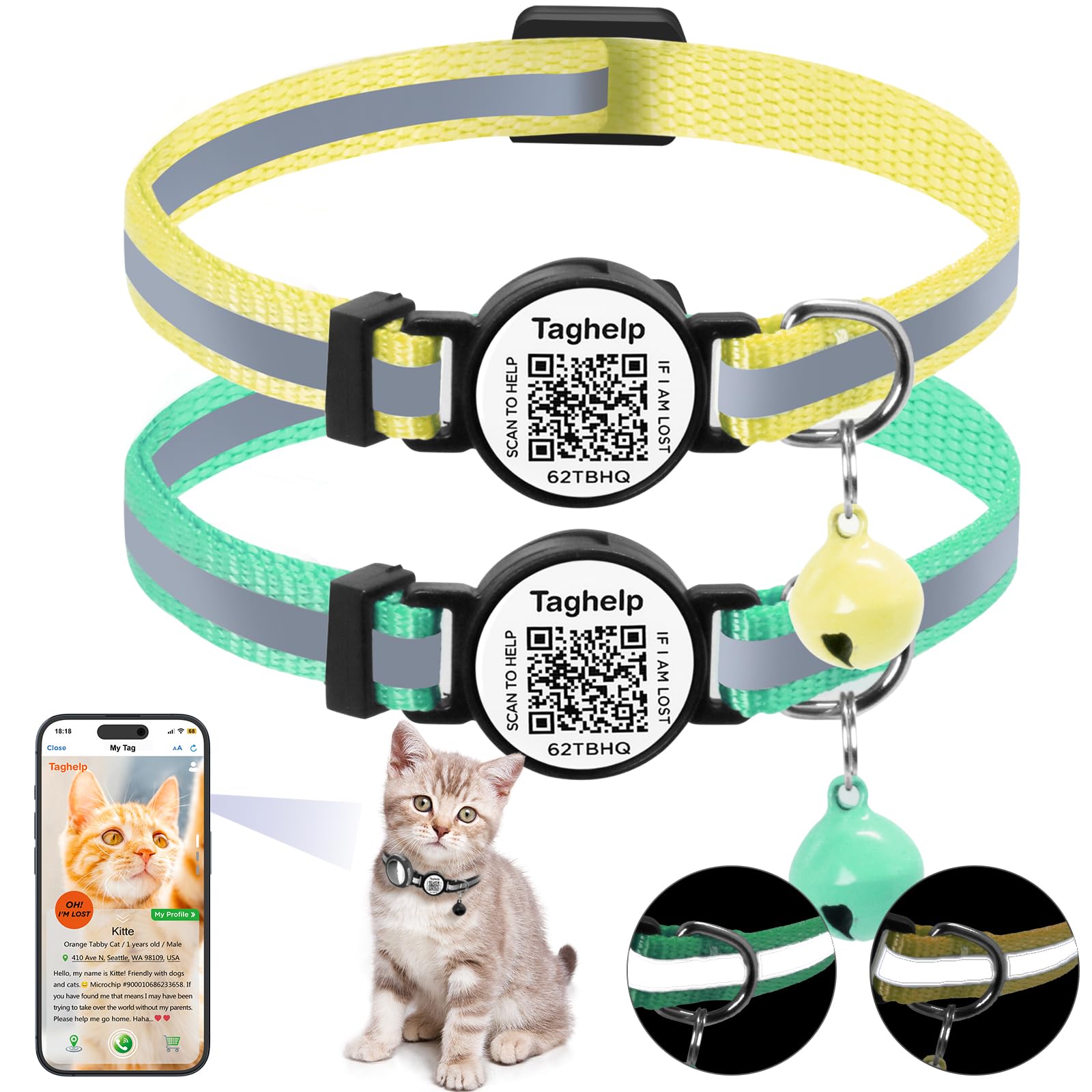 2-Pack Adjustable Cat Collars for Everyday Wear