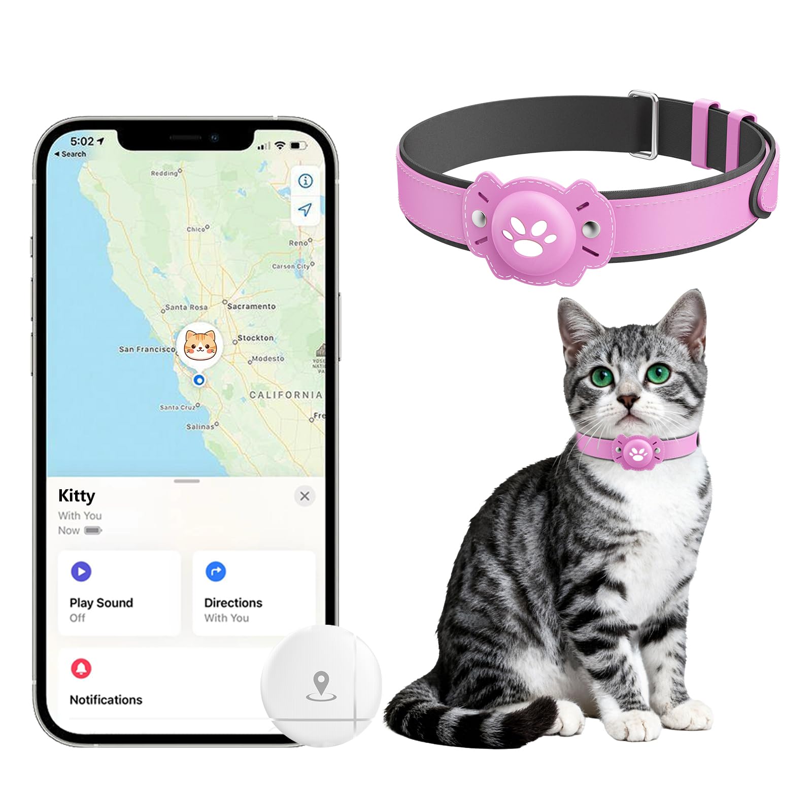 BONSO 2-in-1 GPS Cat Tracker with 365-Day Battery