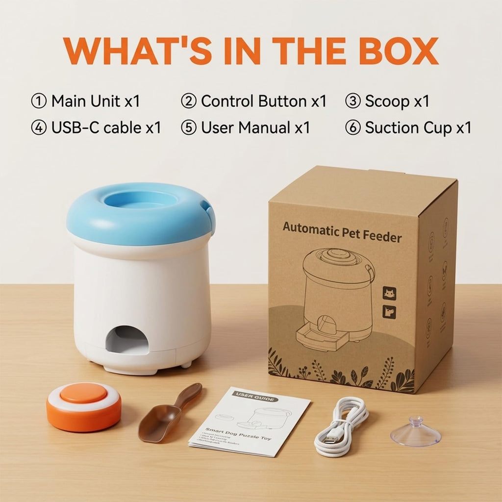 Button-Activated Automatic Dog Treat Dispenser Toy