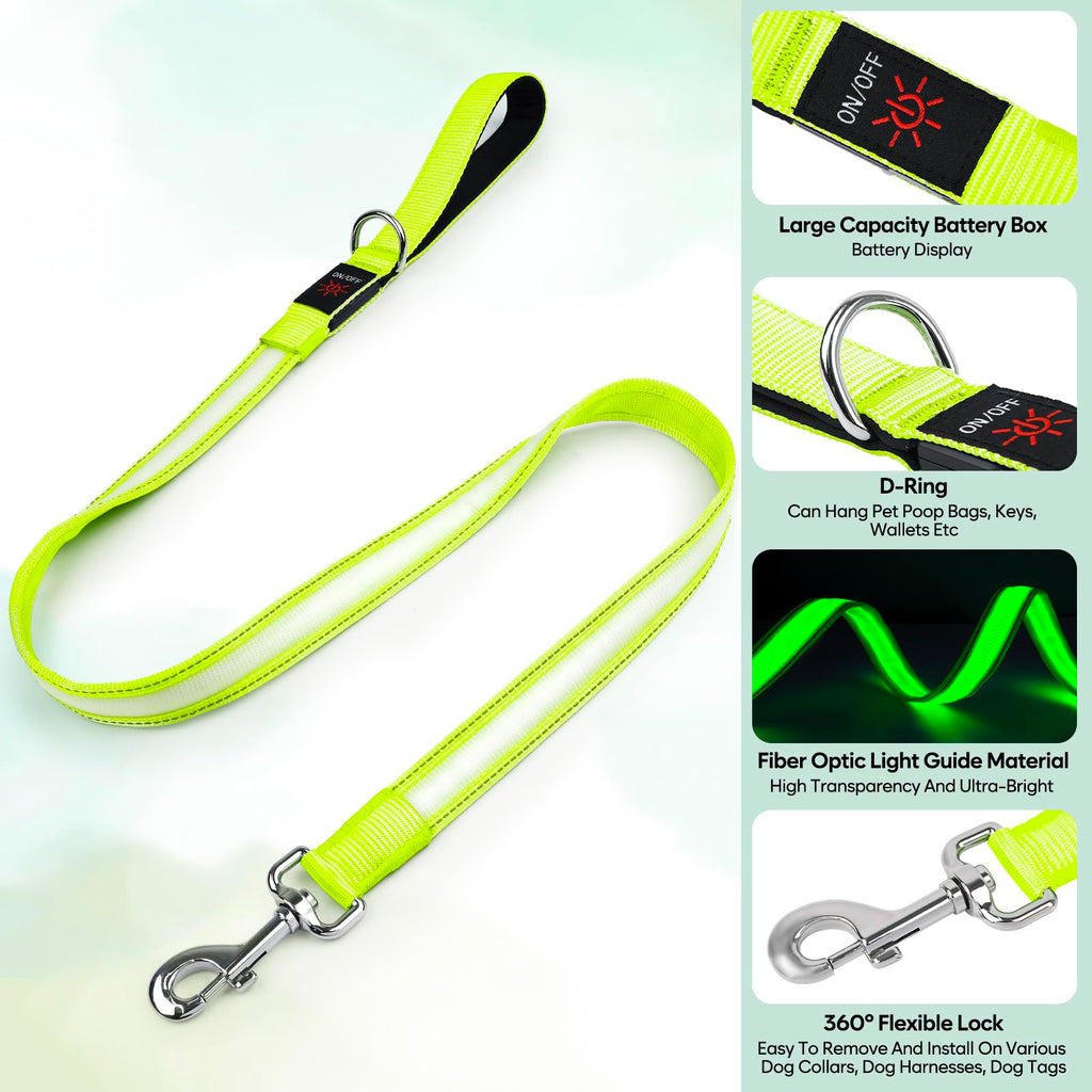 USB-C Rechargeable 13-Mode LED Dog Leash, 4 Feet