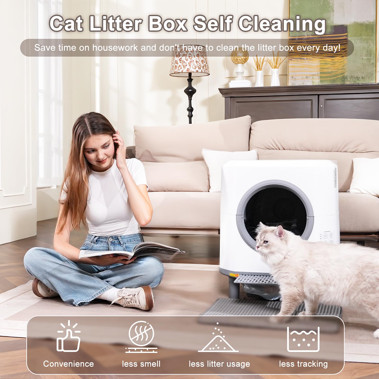 Ellenpent Automatic Self-Cleaning Cat Litter Box