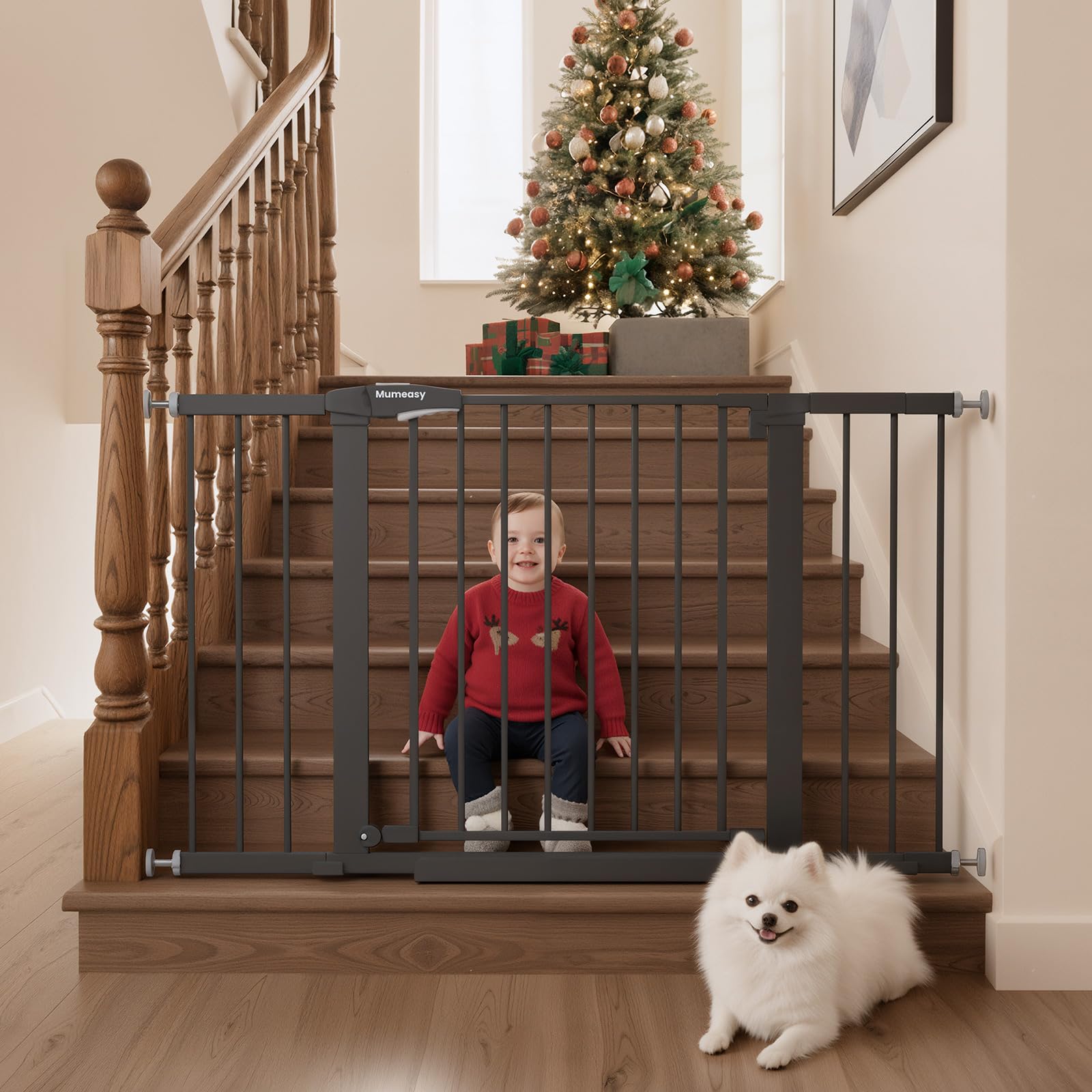 Mumeasy 36-Inch Extra-Tall Pet Safety Gate for Doorways